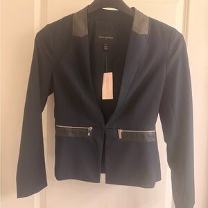Banana Republic Navy Blazer with Black Trim and Zip Details